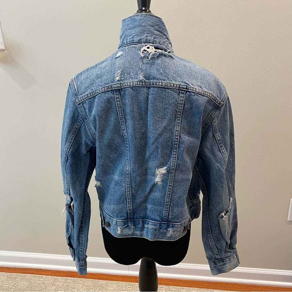 BDG Urban Outfitters vintage Distressed Blue Denim jean Jacket size Small - Picture 4 of 5